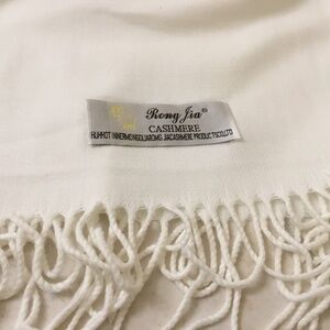 Rong Jia Women's 100% Cashmere Off White Large Scarf Soft Neck Warmer